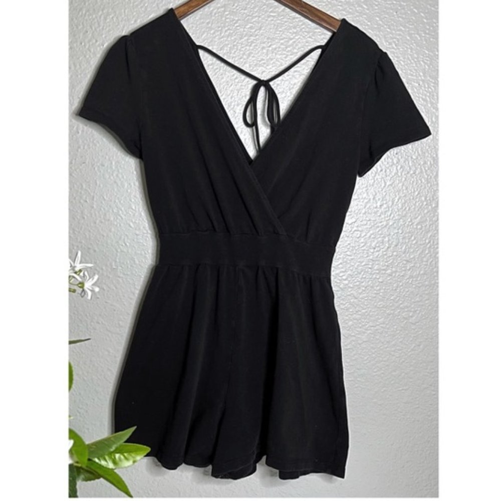 H&M Divided Black V-Neck Wrap Front Romper